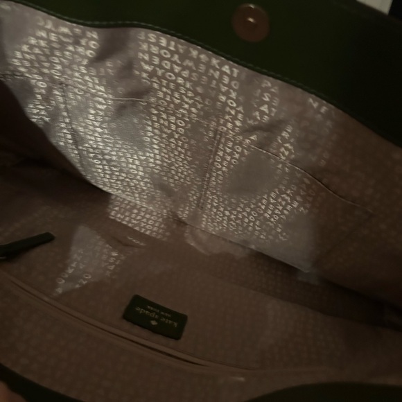 Kate Spade Olive Green Tote Bag computer bag large structured purse used - Picture 7 of 11